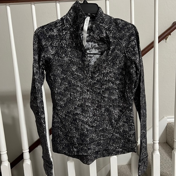 Lululemon Rulu Half Zip Jacquard Black White Top Long Sleeve black White 8 - Picture 1 of 8